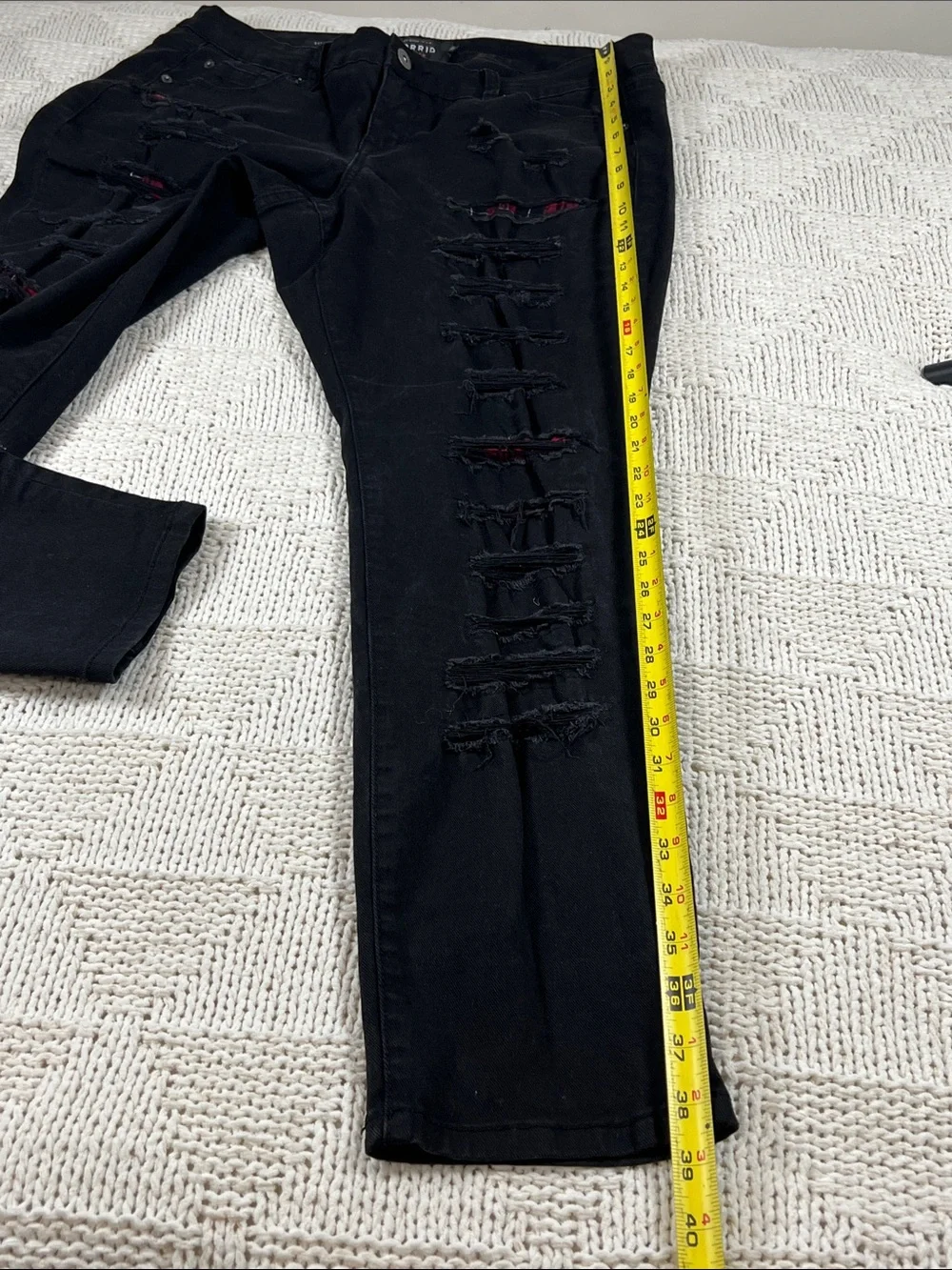 torrid Black Skinny Jeans with Red Underlay